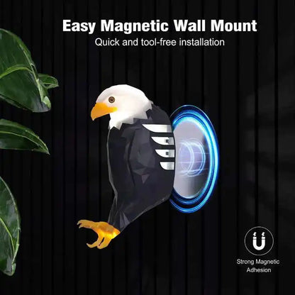 Bedroom Decor owl battery opera magntic Mount 3d black bald eagle wall light with remote control