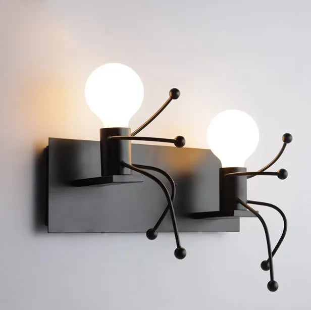 Modern Minimalist Iron Wall Lamp Little Man Wall Light for Bedroom E27 Socket Wall Sconce