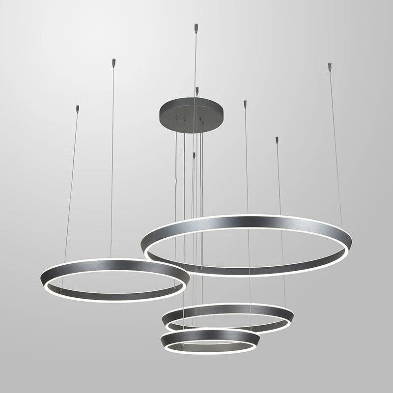 Luxury Light Living Room Dimming Hanging Light Fixtures Modern Annular Bar Restaurant Chandelier