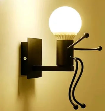 Modern Minimalist Iron Wall Lamp Little Man Wall Light for Bedroom E27 Socket Wall Sconce