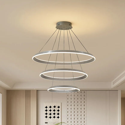 Luxury Light Living Room Dimming Hanging Light Fixtures Modern Annular Bar Restaurant Chandelier