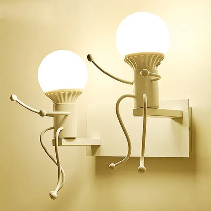 Modern Minimalist Iron Wall Lamp Little Man Wall Light for Bedroom E27 Socket Wall Sconce