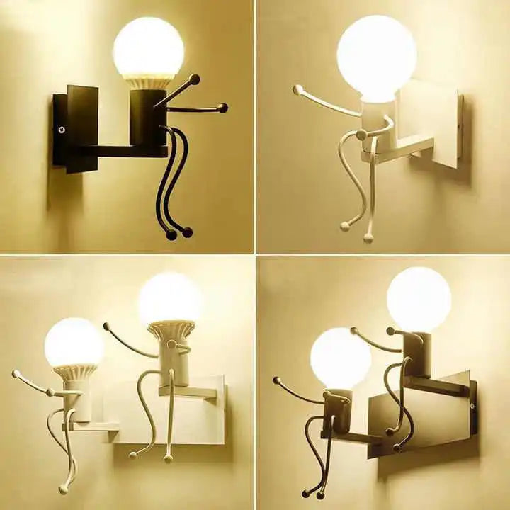 Modern Minimalist Iron Wall Lamp Little Man Wall Light for Bedroom E27 Socket Wall Sconce