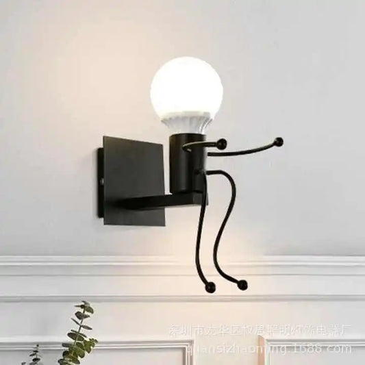 Modern Minimalist Iron Wall Lamp Little Man Wall Light for Bedroom E27 Socket Wall Sconce