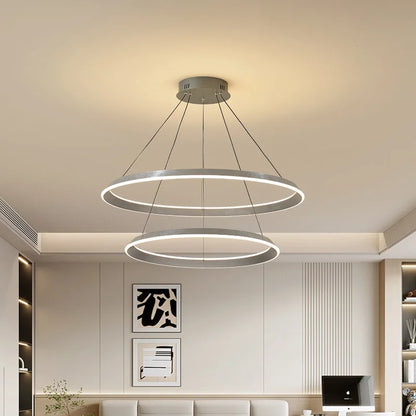 Luxury Light Living Room Dimming Hanging Light Fixtures Modern Annular Bar Restaurant Chandelier